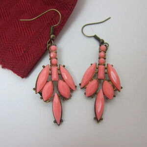 Salmon Oval Beaded Earrings